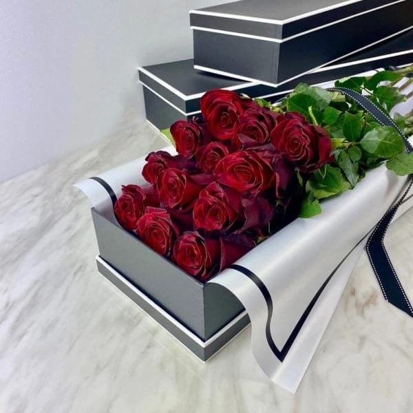 DOZEN LONG STEM ROSES IN SIGNATURE BLACK BOX - Image 2